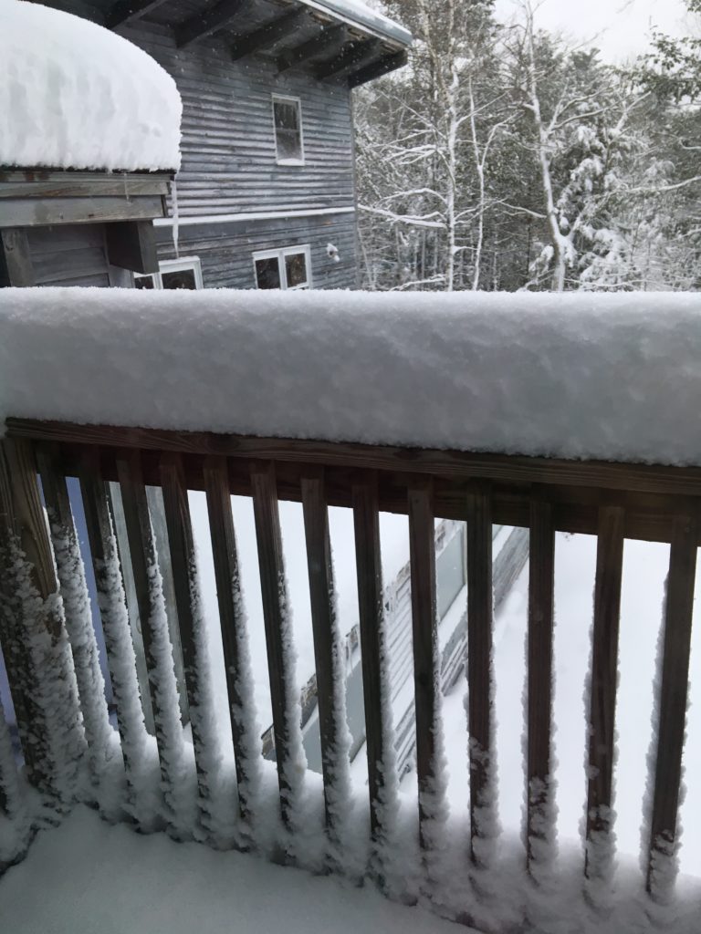 snowy day in bucksport mountain in maine